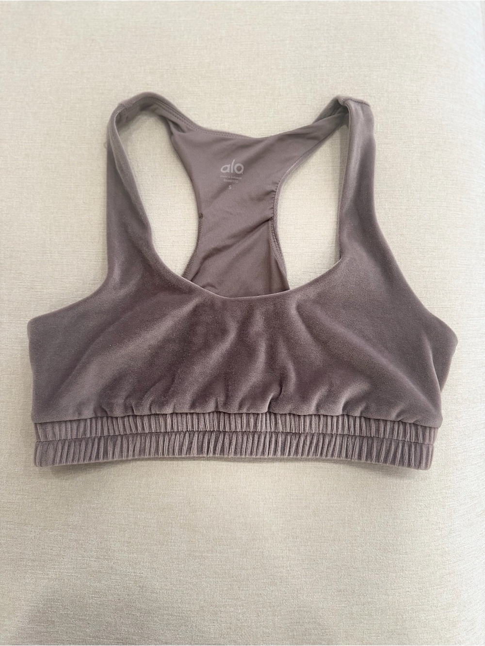 ALO Yoga Mauve Ribbed-Band Racerback Sports Bra